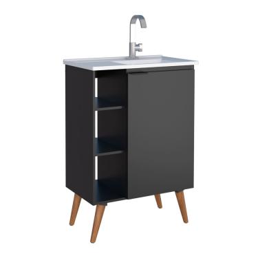 Imagem de Gabinete de Banheiro 2 Gavetas Viseu Preto Tamarindo 