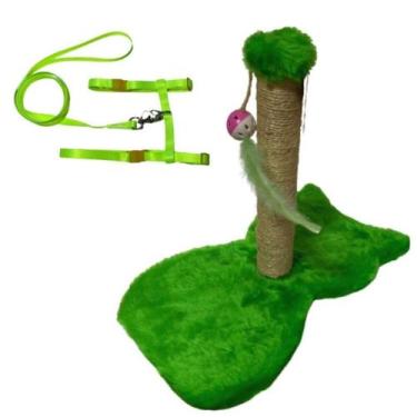 Imagem de Kit Para Gatos - Arranhador Torre E Peitoral Neon Amarelo. - Nica pet