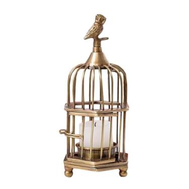Imagem de Castiçal de latão gaiola de pássaro castiçal antigo castiçal decorativo charme nostálgico decoração de casa