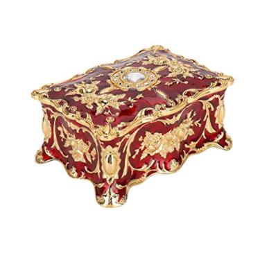 Imagem de Porta-joias vintage em relevo, caixa de armazenamento, colar, estojo delicado, organizador médio, caixa de presente, suporte de relógio
