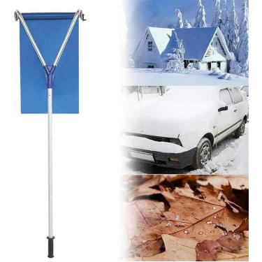 Imagem de JYXYXSCP Pá de neve, ancinho de telhado de neve, ferramentas de remoção de neve ajustáveis de alumínio de 60 m, com rodas e escorregador Oxford, alça antiderrapante extensível, com cubo de 7,5 cm