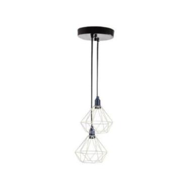 Imagem de Lustre Duplo Aramado Retrô Diamante 18X18Cm Branco - Md8003 - Boreal C