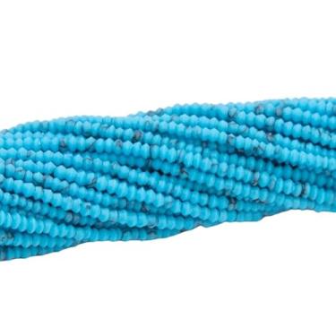 Imagem de Lady Works Fio de pedra natural turquesa azul de 33 cm, contas facetadas redondas de 3-4 mm para fazer joias DIY | Beads_00564