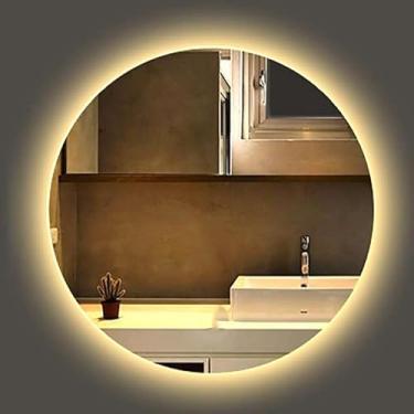 Imagem de Espelho Redondo Lapidado Com LED Para Maquiagem Banheiro Quarto + SUPORTE(LED LUZ QUENTE 60 cm)