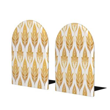 Imagem de Folhas Amarelas Retrô Grandes Suportes de Livros de Madeira Decorativos Antiderrapantes Resistentes Terminais de Livros para Escritório Escritório em Casa Biblioteca Escolar Decoração Divisórias de