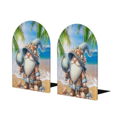Imagem de Gnomos Verão, Praia, Grande, de Madeira, Suporte de Livros Decorativo, Antiderrapante, Resistente, Terminais para Escritório, Escritório, Biblioteca, Escola, Estudo, Decoração, Divisórias de Livros