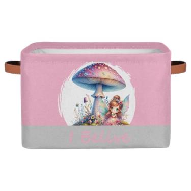 Imagem de Cestas pequenas de armazenamento, adorável fada rosa com alças, caixas de armazenamento de brinquedos infantis, organizador de cubo de tecido dobrável para berçário, sala de estar, quarto, prateleiras