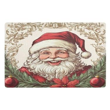 Imagem de SEHANY Tapete de porta de inverno Papai Noel Natal para todos os climas, impermeável, secagem rápida, bem-vindo, tapete de entrada antiderrapante, tapete decorativo de poliéster para entrada, varanda