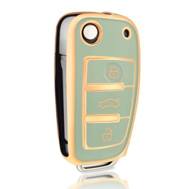 Imagem de Capa flip de 3 botões de TPU compatível com Audi A1-A8/Q2-Q7/R8/S3-S6/TT/RS3-RS6/S1-S8/B6-B8/C5-C6/4F/4G/TTS/TTRS e assento/Exeo 3R, acessórios para chaves automotivas