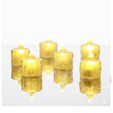 Imagem de KIT 12 LUMINÁRIAS VELAS DE LED DE ACRÍLICO LUZ 5CM DECORATIVAS - FESTA - NATAL - ANO NOVO - BATERIAS INCLUÍDAS