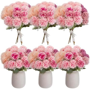 Imagem de Ovveroche Decoração de primavera de flores artificiais – 12 pacotes de flores artificiais de seda sintética para crisântemos, buquê de flores Kiku para casamento, casa, decoração de mesa de verão ao