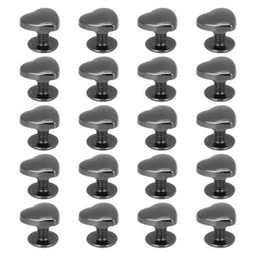 Imagem de KUIDAMOS Amor Coração Rebites 14mm Parafusos Resistentes à Ferrugem para Reparo e Decoração de Couro, 20 Peças para Cintos Sacos Chapéus Sapatos (Prata Preto)