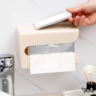 Imagem de Capa de caixa de lenços perfurada montada na parede, porta-guardanapos retangular de grande capacidade para sala de estar e banheiro