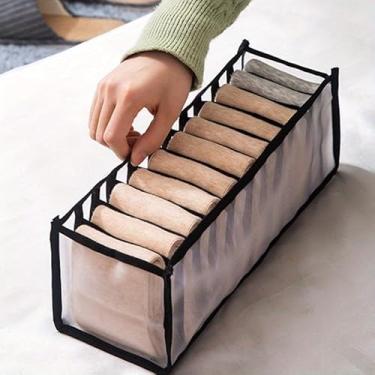 Imagem de Organizador de armário com 11 compartimentos – Divisor de gaveta leve para sutiãs, roupas íntimas e meias, caixa de armazenamento durável para organização de guarda-roupa (preto)