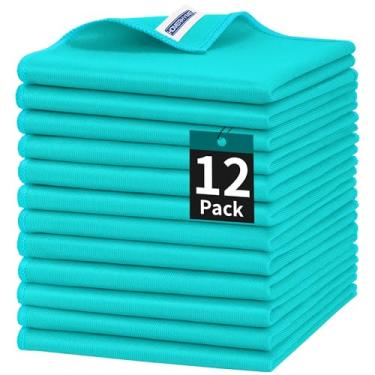 Imagem de HOMERHYME Pano de limpeza de microfibra, pacote com 12 panos de limpeza para óculos de janela, toalhetes de pano de polimento reutilizáveis sem fiapos para aço inoxidável, óculos, espelho, tela e