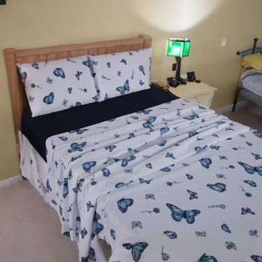 Imagem de Jogo de Lençol 4 peças CASAL 200 fios Agodão - Lindas Estampas(Borboleta Azul/Marinho,Casal)
