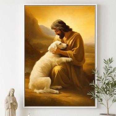 Imagem de Quadro Decorativo Canvas Jesus Com Cachorro - Quadros On-Line