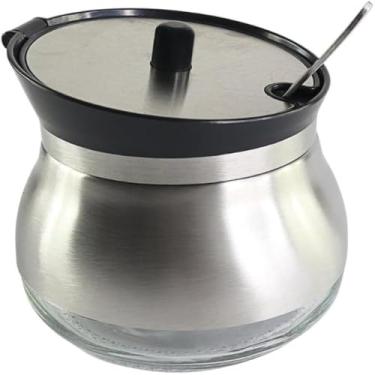 Imagem de Acucareiro com Colher de Aco Inox e Fundo de Vidro