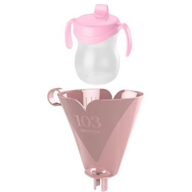 Imagem de Conjunto de 1 Suporte para Filtro de Café 103 Rosa + 1 Copo Infantil Plástico Rosa 310ml