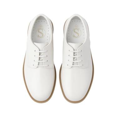 Imagem de Sapato social masculino Derby Patente formal com cadarço e formatura, Branco, 9 Toddler