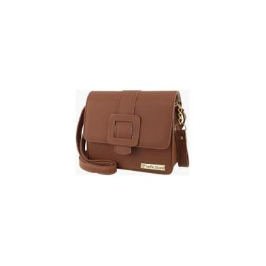 Imagem de Bolsa Feminina Transversal com Alça Trançada, Couro Sintético, Marrom, 14x16x25cm, com Alça Ajustável