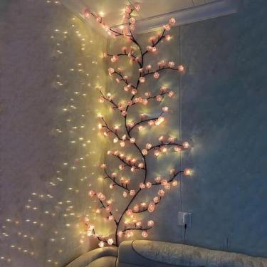 Imagem de Luzes LED para galhos de árvores BomKra Cherry Blossom Willow Vine