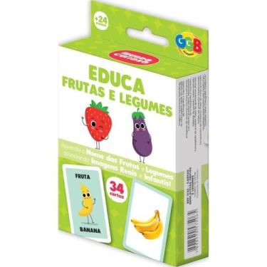 Imagem de Jogo de Cartas Educa Frutas e Legumes 34 Cartas - GGB Brinquedos