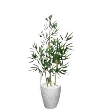 Imagem de Planta Realista Bambu Artificial Sorte 1 Metro Vaso Decorativo planta artificial decoração Sala de estar Canto da parede Sala de reuniões Lobby(3D Branco)
