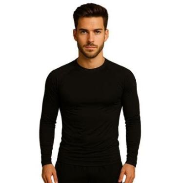Imagem de Blusa Térmica Masculina Fitness Proteção Solar UV 50+ Camisa Inverno de Frio-Masculino