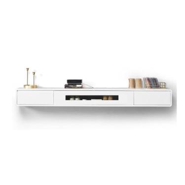 Imagem de VHDY85KA Suporte de TV flutuante minimalista para console, entretenimento na parede para entretenimento na sala de estar e no quarto (branco, 180 x 20 x 24 cm)