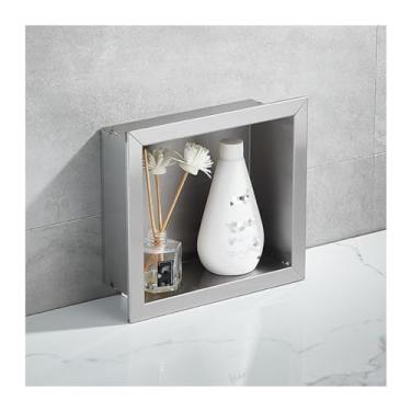 Imagem de Nicho de chuveiro de aço inoxidável – Prateleira de armazenamento de xampu e artigos de higiene à prova d'água, alcova embutida para banheiro, casa e sala de estar, tamanho compacto 21,6 x 23,5 x 8 cm