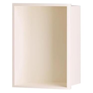 Imagem de Nicho de chuveiro de aço inoxidável – Rack de armazenamento de banheiro elegante para artigos de higiene pessoal, xampu e livros, ideal para cozinha, sala de estar, escritório e quarto (branco, 32 x