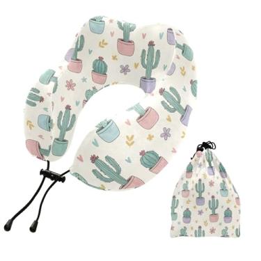 Imagem de Burbuja Almofada de pescoço de cacto para viagem, almofada de viagem de espuma viscoelástica para suporte de cabeça de carro de avião dormindo, lavável na máquina e portátil