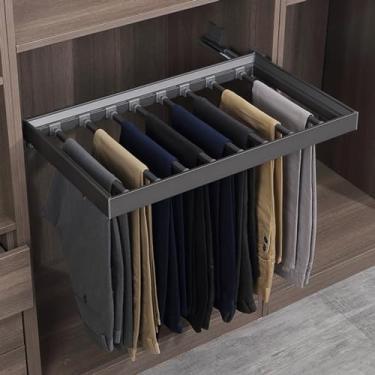 Imagem de Cabide com suporte para calças - Organizador de armário para calças e casacos, haste de armazenamento retrátil, classificação de roupas para jeans e toalhas, cinza, tamanho 6