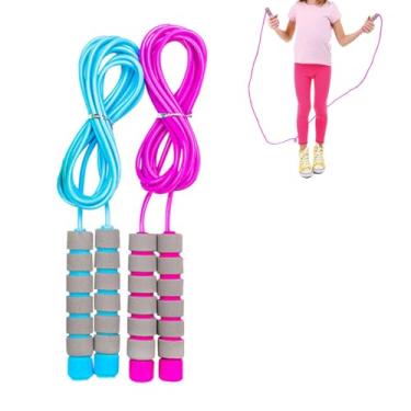Imagem de Corda de pular infantil, corda de pular, cordas de pular, cordas ajustáveis de competição, crianças com alças de espuma amigáveis à pele, para meninos e meninas, 2 peças