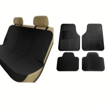 Imagem de Capa Protetora Banco Traseiro + Tapetes Borracha Laváveis Kit Completo Carro