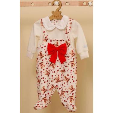 Imagem de Macacão Jardineira Bebê Menina Plush Inverno LessaKids B9230, Off whit