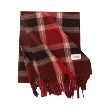 Imagem de Cachecol Feminino Xadrez Vermelho De Natal, Xale Quente Versátil De In