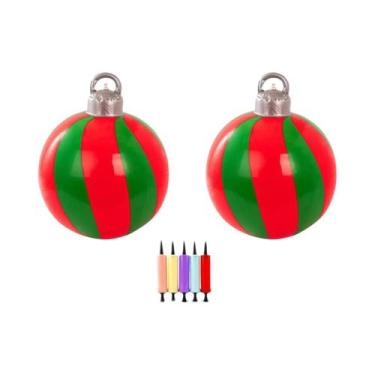 Imagem de Conjunto De Bolas De Natal Infláveis 3 Peças Com Bomba, PVC Impermeáve