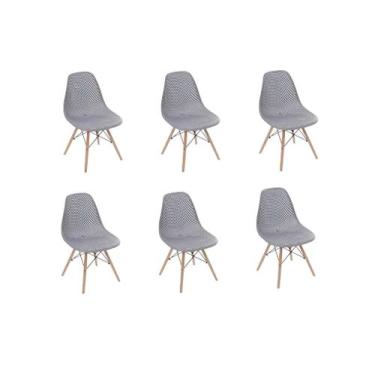 Imagem de Kit 6 Cadeiras Eames Design Colméia Eloisa Cinza - Homelandia