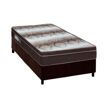 Imagem de Cama Box Solteiro: Colchão Ortopédico Ortobom Wood Light + Base Crc Suede Brown(88x188)