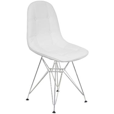 Imagem de Cadeira Charles Eames Botonê Eiffel Base Metal Cromado - Branco