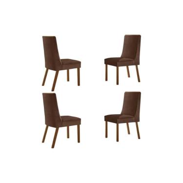 Imagem de Cadeira De Cozinha Dakota Kit 4 Un Naturalle/suede Marrom - Rufato