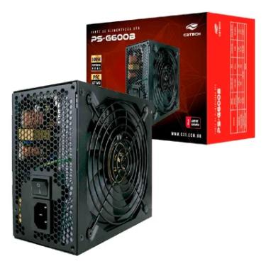 Imagem de Fonte C3Tech Gamer ATX, 600W, 80 Plus Bronze, PFC Ativo, Bivolt Automático, PS-G600B
