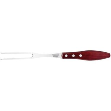 Imagem de Garfo Trinchante Tramontina Inox Polywood - 30,6cm, Vermelho