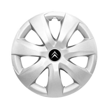 Imagem de Calota Aro 14 Pressão Citroen C3 Prata + Emblema Resinado - GFM