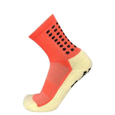 Imagem de Meia Esportiva Futebol Antiderrapante Pro Socks com Silicone Pontilhado Respirável Laranja OEM