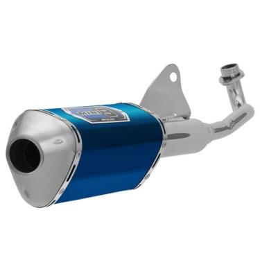 Imagem de Escapamento Pro Tork Mini 3 Pop 110 2016 À 2017 Curva Cromada, AZUL, Ú