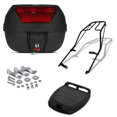 Imagem de Baú Bauleto para Moto 28 Litros Pro Tork + Bagageiro, VERMELHO, POP 11