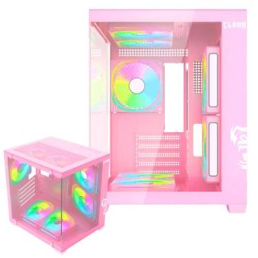 Imagem de Gabinete Gamer Grodd Candy Clanm Cor Rosa Suporta Water Cooler  e 7 Fa